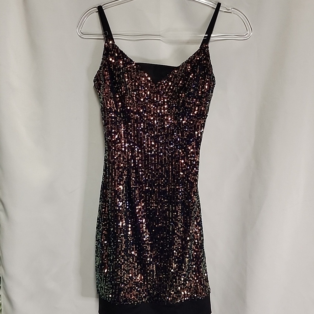 Blue Blush Sequence Sparkly Stretchy Mini dress sz Small